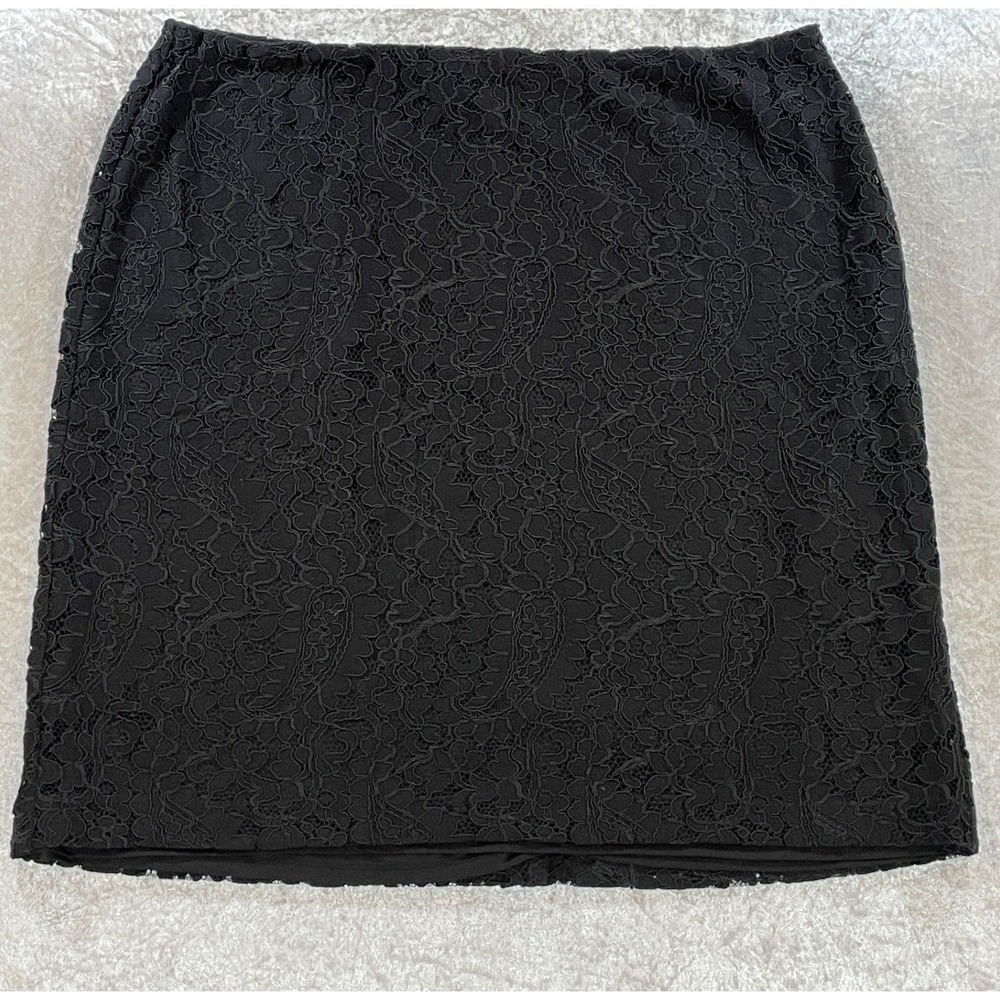 J. Jill Lace Pencil Skirt Womens 22W Black NWT Floral Paisley Straight Plus Size